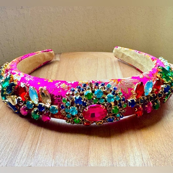 Baroque Style Wide Brimmed Headband Sparkling Rhinestone - Picture 3 of 8